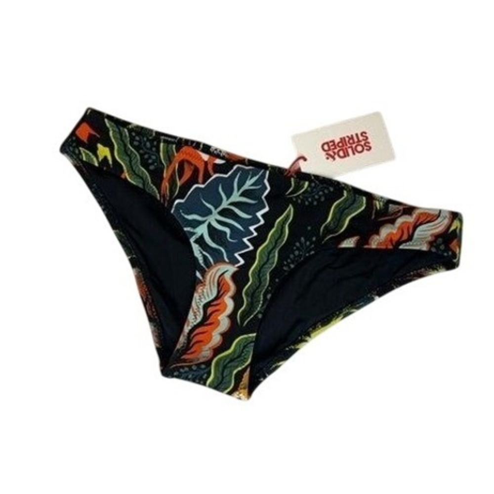Solid & Striped Bikini Bottom Women Size XS Black NWT Tropical Jungle Print